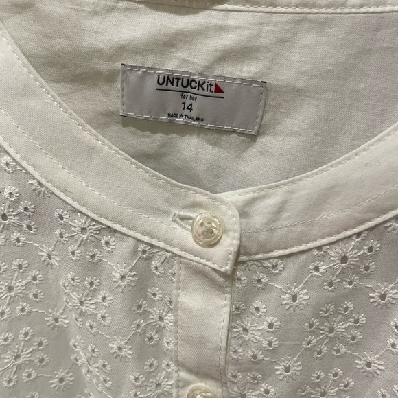 UNTUCKit For Her Farrah Eyelet Button Front Shirt Dress 14 White 40614 - Picture 3 of 6